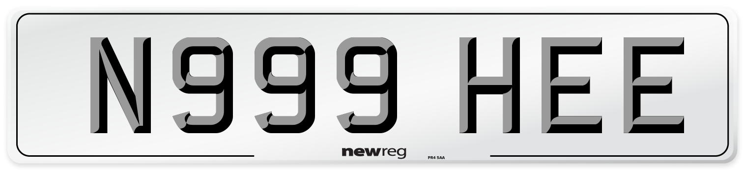 N999 HEE Number Plate from New Reg